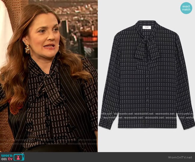 Celine Lavalliere Blouse in Crepe de Chine worn by Drew Barrymore on The Drew Barrymore Show
