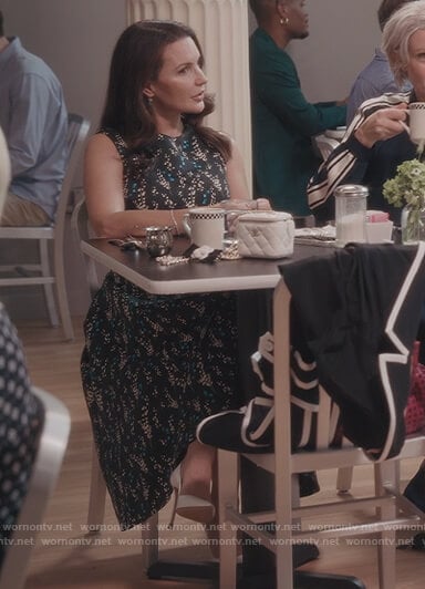 Charlotte’s black floral sleeveless dress on And Just Like That