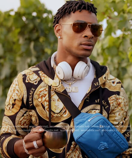 Christian’s black medusa logo hoodie on The Kings of Napa