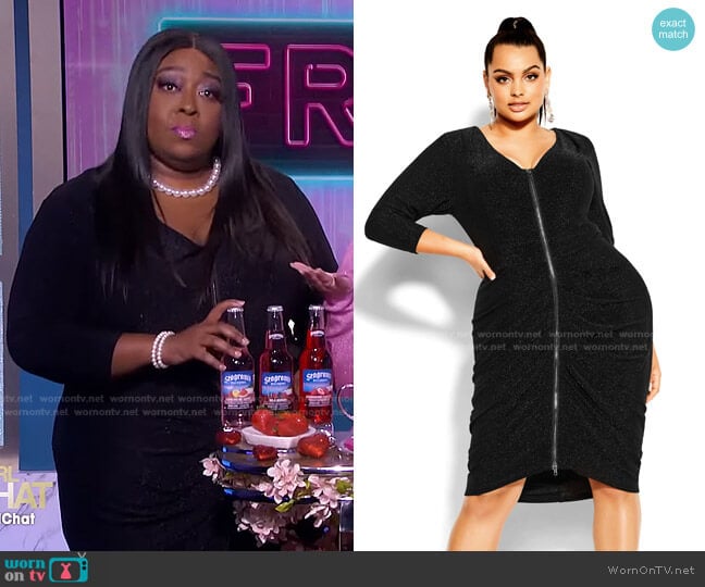 City Chic Glimmer Zip Dress worn by Loni Love on The Real