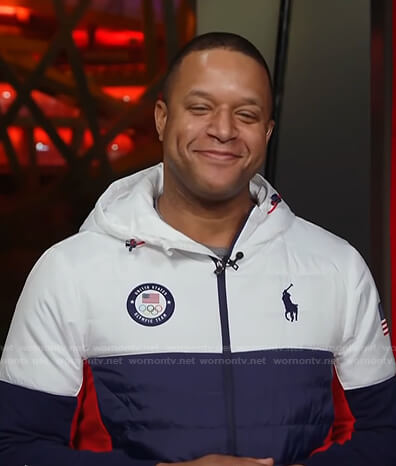 Craig’s white and navy colorblock puffer jacket on Today