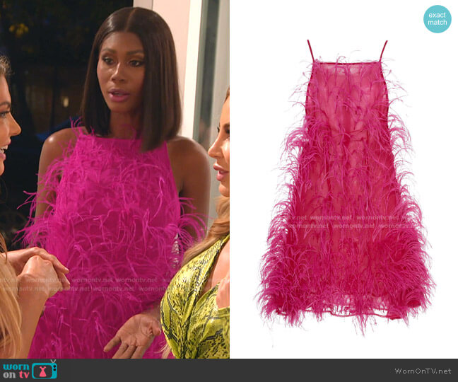 Cult Gaia Shannon Feathered Mini A-Line Dress worn by Kiki Barth (Kiki Barth) on The Real Housewives of Miami