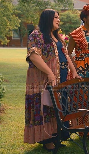 Dana’s floral embellished kimono on Sweet Magnolias