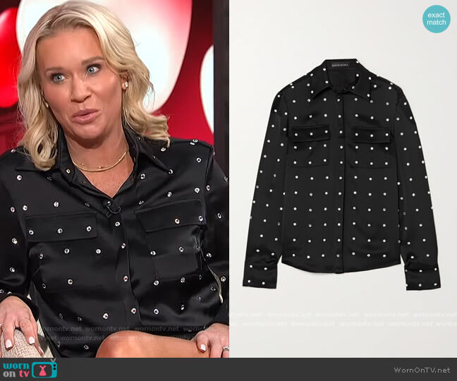 David Koma Crystal-embellished satin blouse