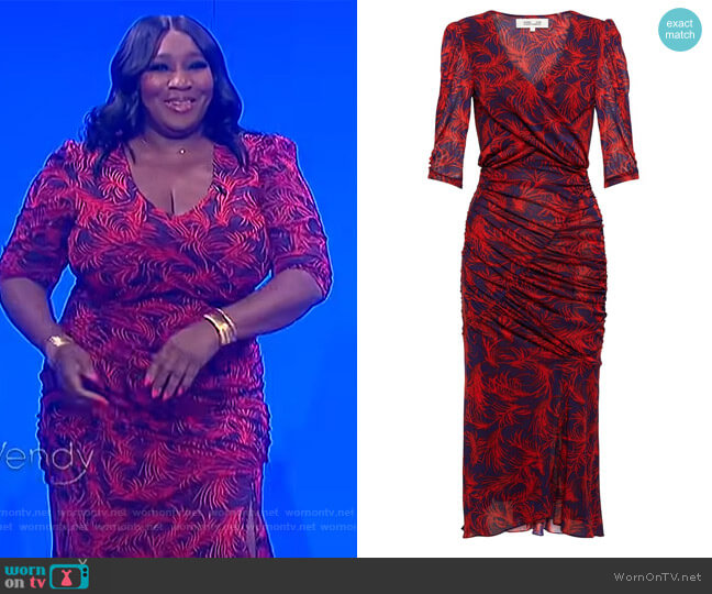 Diane von Furstenberg Lorraine printed ruched midi dress