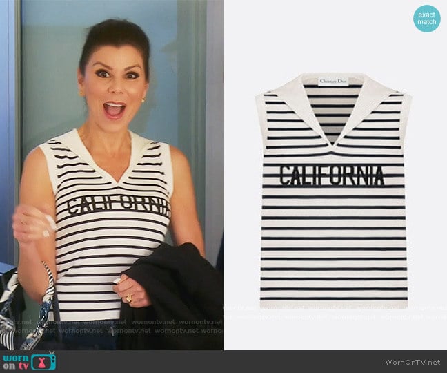 Dior California Stripe Top worn by Heather Dubrow on The Real Housewives of Orange County