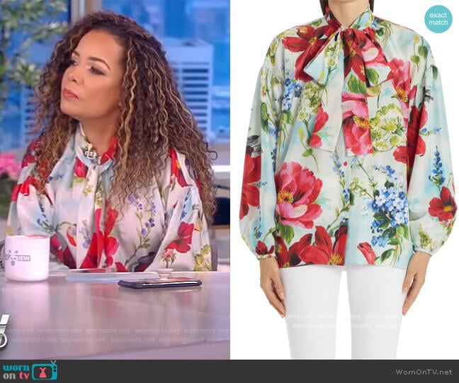 Dolce & Gabbana Floral Print Silk Habutai Blouse worn by Sunny Hostin on The View