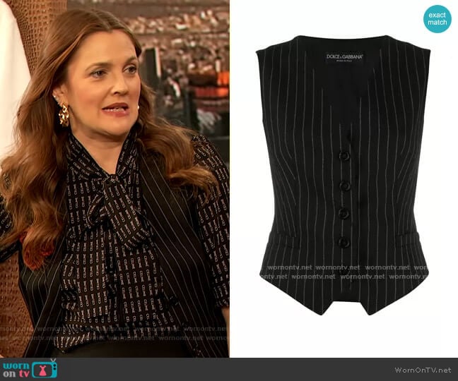 Dolce & Gabbana Pinstripe Vest worn by Drew Barrymore on The Drew Barrymore Show