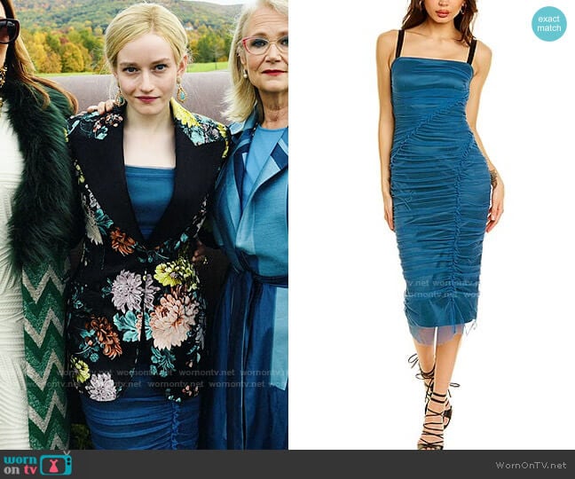 Dolce & Gabbana Silk-Blend Midi Dress worn by Anna Delvey (Julia Garner) on Inventing Anna