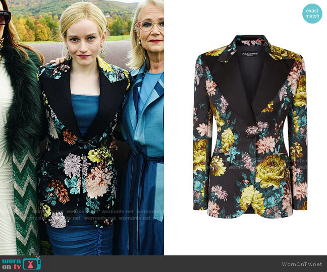 Dolce & Gabbana Floral Jacquard Detail Blazer worn by Anna Delvey (Julia Garner) on Inventing Anna