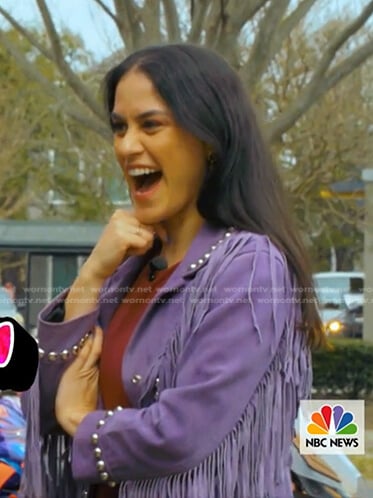 Donna’s purple fringe studded suede jacket on Today