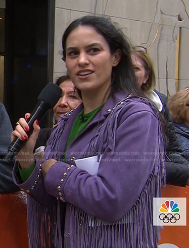 Donna’s purple fringe studded suede jacket on Today