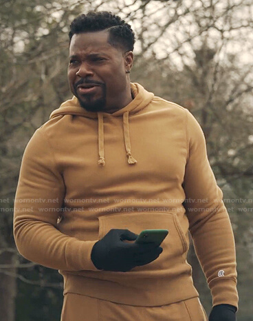 AJ’s mustard hoodie and sweatpants on The Resident