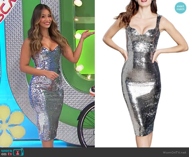 Dress the Population Sloane Dress worn by Manuela Arbeláez on The Price is Right