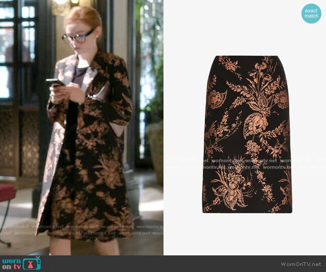 Dries van Noten Floral Skirt worn by Anna Delvey (Julia Garner) on Inventing Anna
