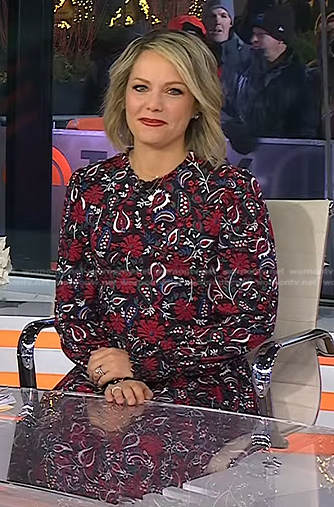 Dylan’s black paisley print dress on Today