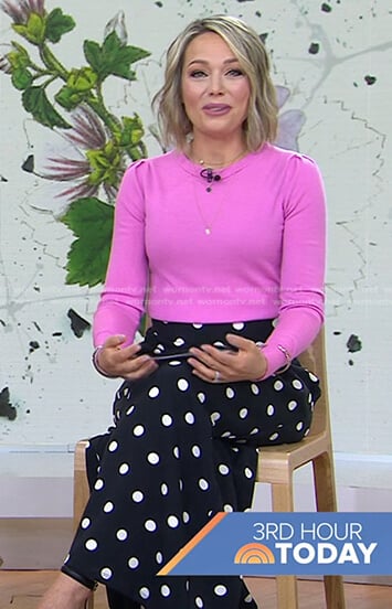 Dylan’s pink Sweater and black polka dot pants on Today