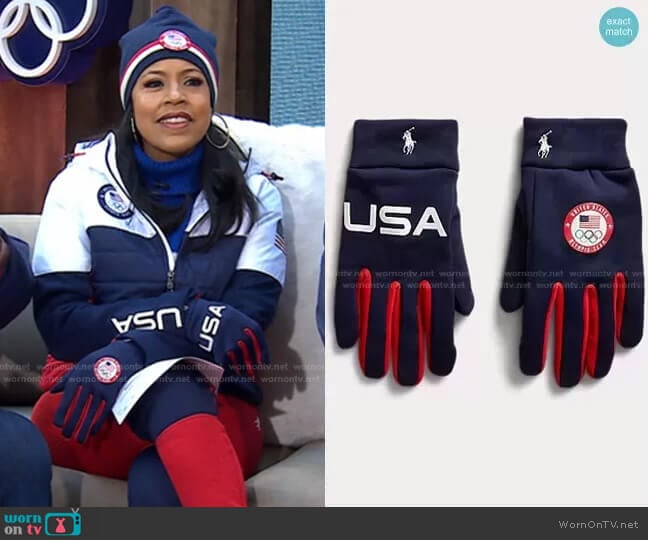 Ralph Lauren Team USA Closing Ceremony Gloves worn by Sheinelle Jones on Today