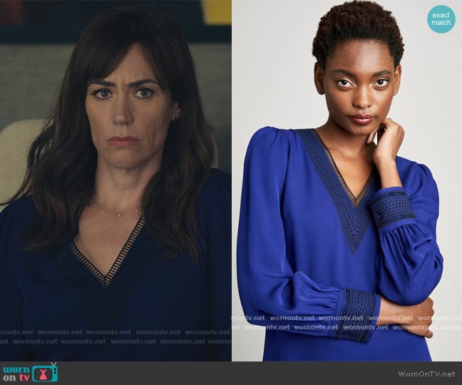 Elie Tahari Embroidered Shirt worn by Wendy Rhoades (Maggie Siff) on Billions