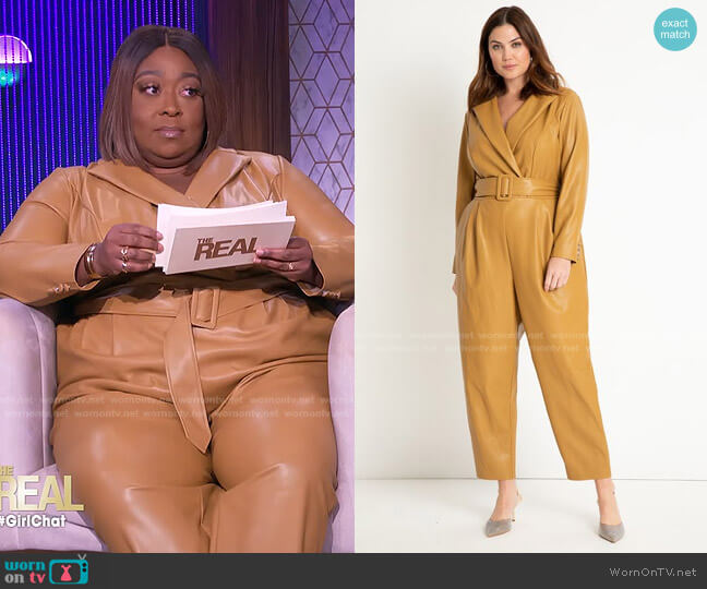 Eloquii Faux Leather Jumpsuit worn by Loni Love on The Real
