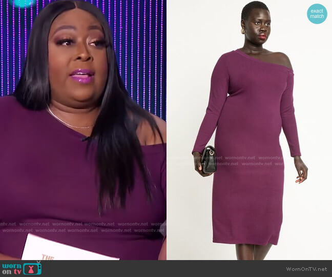 Eloquii One Shoulder Fitted Dress worn by Loni Love on The Real
