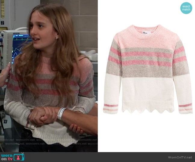 Epic Threads Big Girls Striped Chenille Sweater worn by Charlotte Cassadine (Amelie McLain) on General Hospital