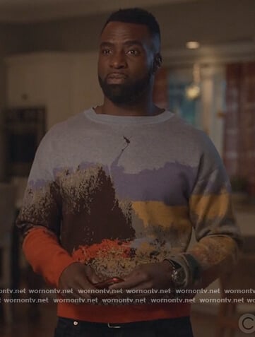 Eric’s wildfire print sweater on Queens