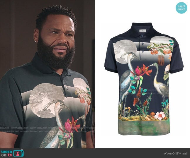 Etro Heron Print Polo Shirt worn by Andre Johnson (Anthony Anderson) on Black-ish