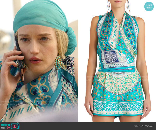Etro Scarf Print Silk Wrap Top worn by Anna Delvey (Julia Garner) on Inventing Anna