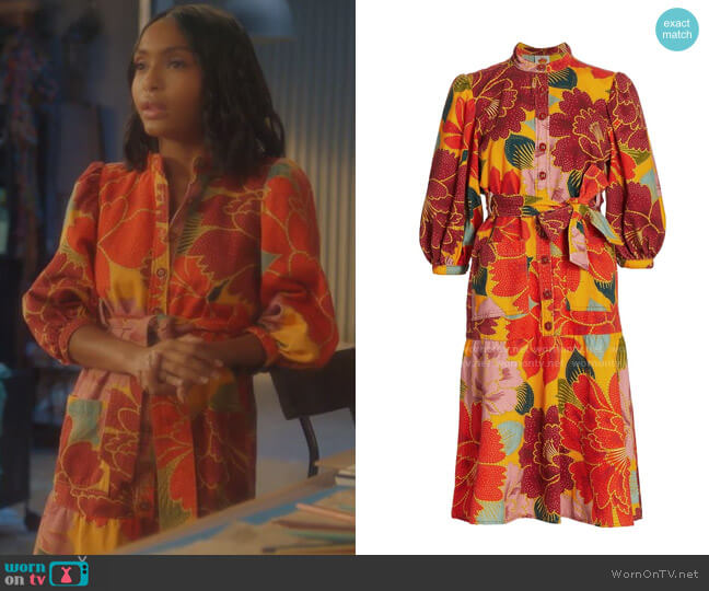 Farm Rio Chita Mini Canvas Dress worn by Zoey Johnson (Yara Shahidi) on Grown-ish