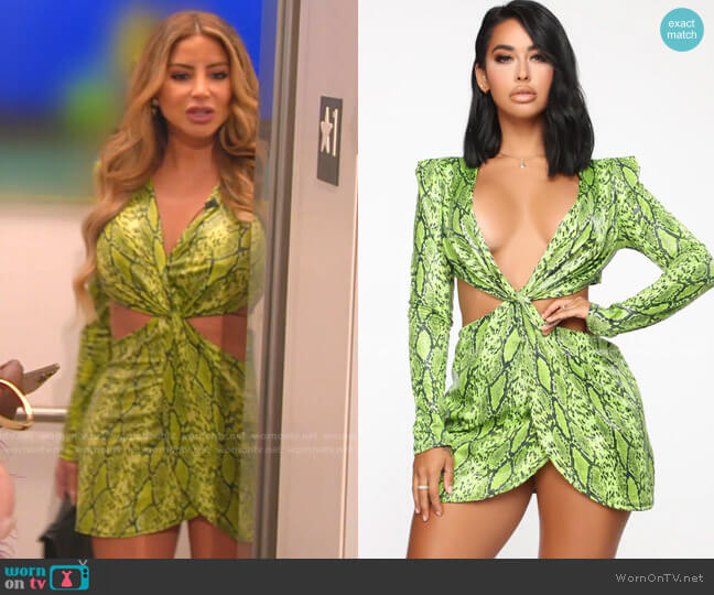 Fashion Nova Deadly Gossip Snake Knot Mini Dress worn by Larsa Pippen (Larsa Pippen) on The Real Housewives of Miami