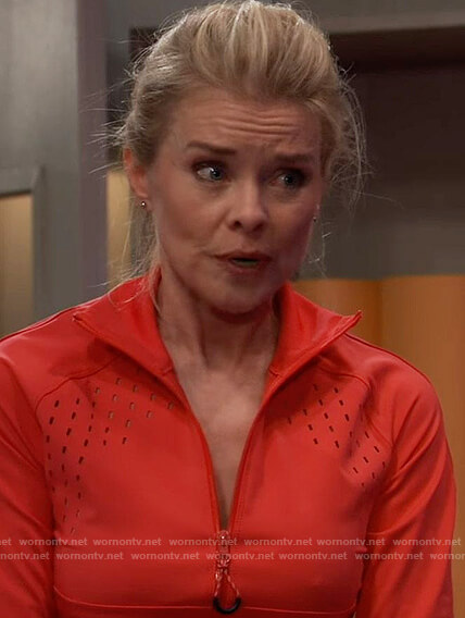 Felicia’s red eyelets jacket on General Hospital