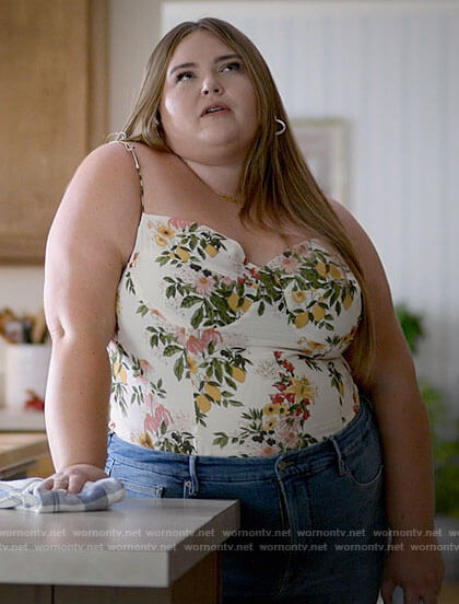 Felicia’s floral bustier top on Single Drunk Female