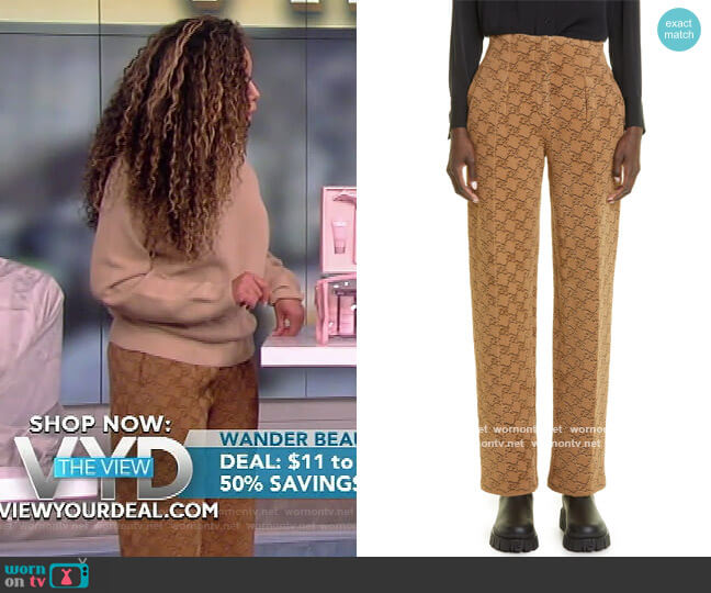 Fendi FF Logo Jacquard Velvet Pants worn by Sunny Hostin on The View