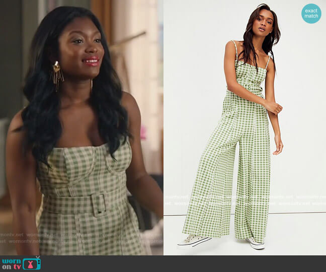 Free People Hold Me Tight Jumpsuit worn by August King (Ebonee Noel) on The Kings of Napa