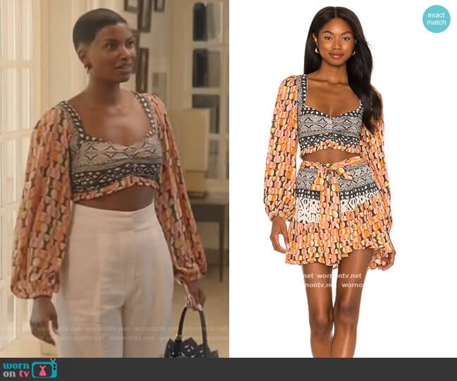 Free People Naomi Printed Set worn by Rose King (Samantha Walkes) on The Kings of Napa