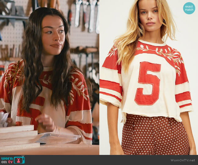 Free People High Five T-Shirt worn by Annie Sullivan (Anneliese Judge) on Sweet Magnolias