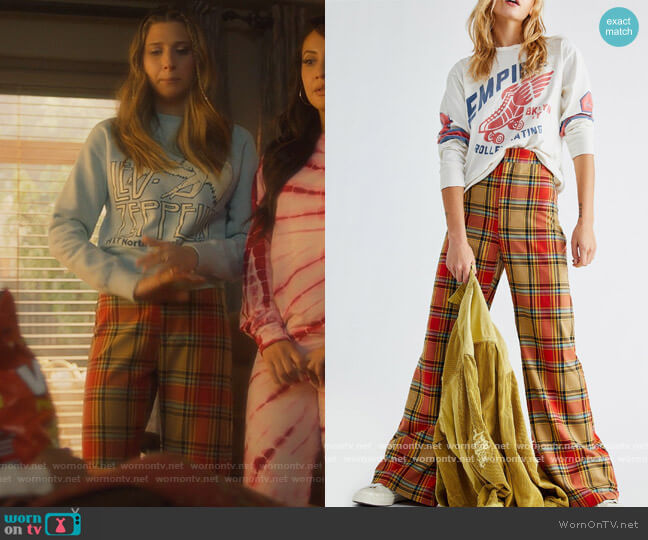 Free People Plaid Jules Pants worn by Nomi Segal (Emily Arlook) on Grown-ish
