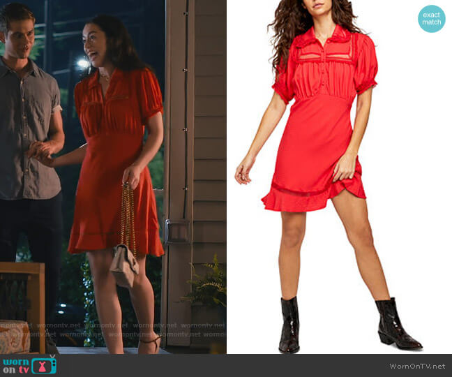 Free People Warm Glow Button-Front Mini Dress worn by Annie Sullivan (Anneliese Judge) on Sweet Magnolias
