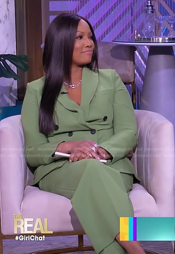 Garcelle’s green double breasted blazer and pants on The Real