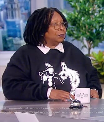 Whoopi’s black clown and ghost graphic sweatshirt on The View