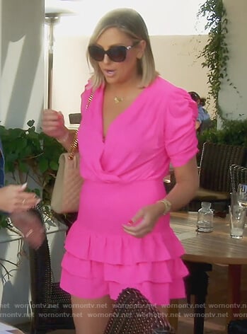 Gina’s pink ruffle hem mini dress on The Real Housewives of Orange County