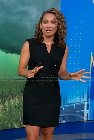 Ginger’s black sleeveless blazer dress on Good Morning America