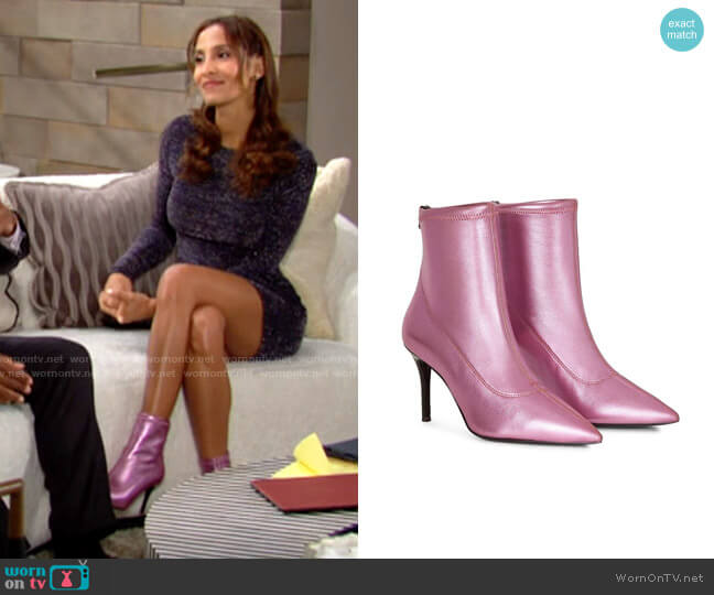 Giuseppe Zanotti Metallic Print Ankle Boots worn by Lily Winters (Christel Khalil) on The Young and the Restless