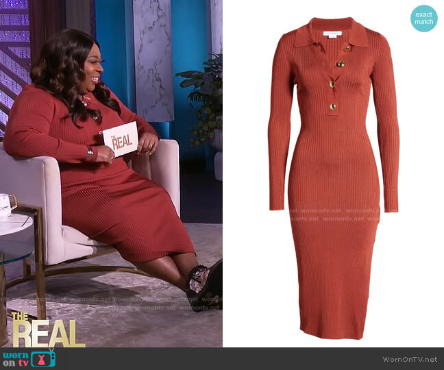 Good American Long Sleeve Polo Midi Dress worn by Loni Love on The Real
