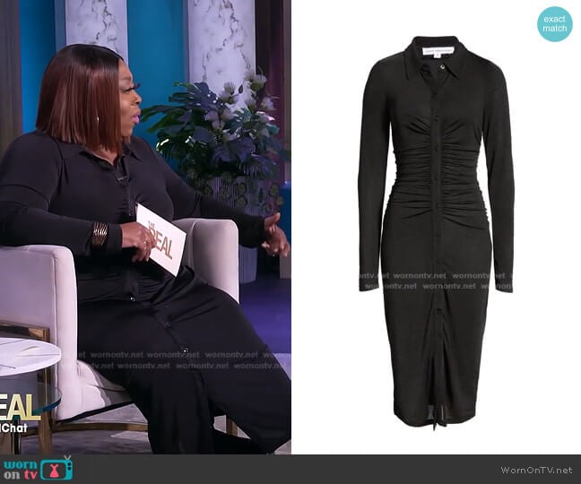 Good American Shimmer Polo Long Sleeve Maxi Dress worn by Loni Love on The Real