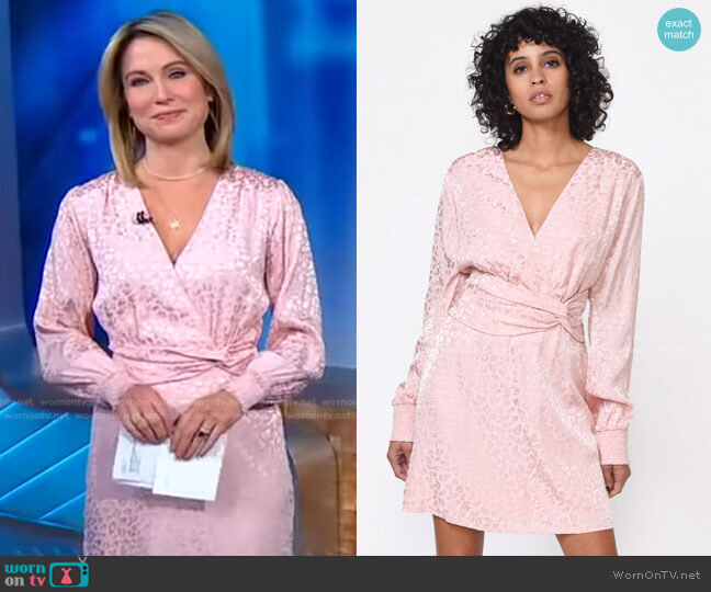 Greylin Roseli Twist Jacquard Matte Sateen Dress worn by Amy Robach on Good Morning America