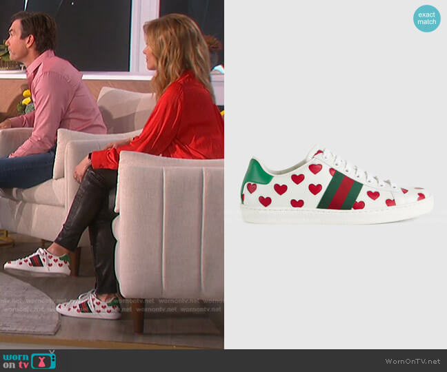 Gucci Ace Sneaker with Hearts worn by Natalie Morales on The Talk