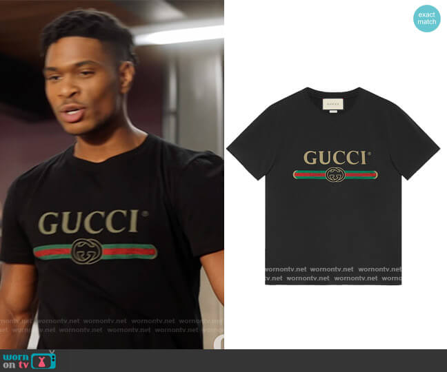 Gucci Gucci Print Washed T-shirt worn by Christian King (Ashlee Brian) on The Kings of Napa
