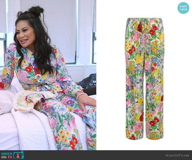 Gucci x Ken Scott Floral-Print Straight Pants worn by Jen Shah on The Real Housewives of Salt Lake City